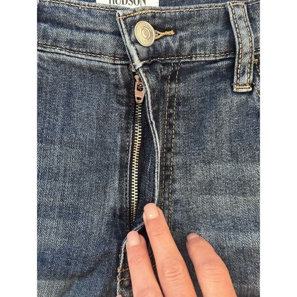 Hudson Jeans Women's KASS High-Rise Distressed Denim Biker Shorts, SZ 29 - Picture 5 of 11